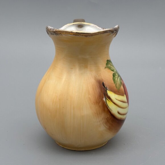 Vintage Norleans Japan Porcelain Pitcher Hand-Painted Fruit Design Gold Trim - Picture 4 of 9